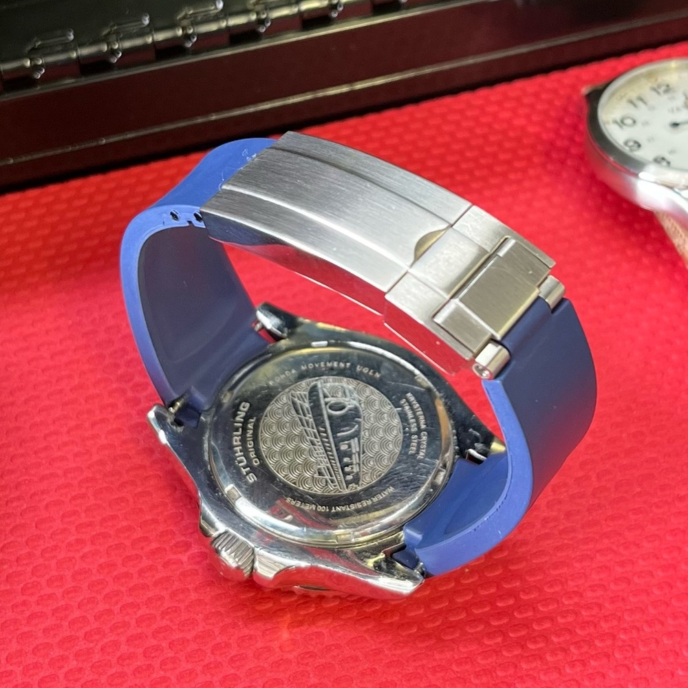 Stuhrling Original Black and Blue GMT Diver Men's Watch - Picture 3 of 3